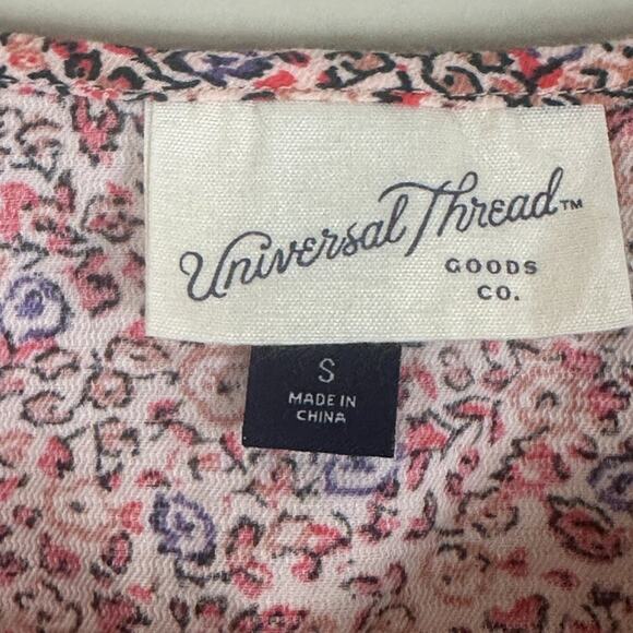 Universal Thread Peasant Top Womens S Pink Floral 100% Cotton Boho Cottagecore - Picture 5 of 6